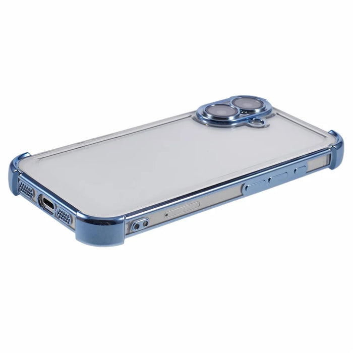 For iPhone 16 Case Reinforced Corners Glitter TPU Clear Back Cover - Blue - 4