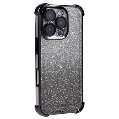 For iPhone 16 Pro Case Glitter TPU Phone Cover Reinforced Corners - Black - 1