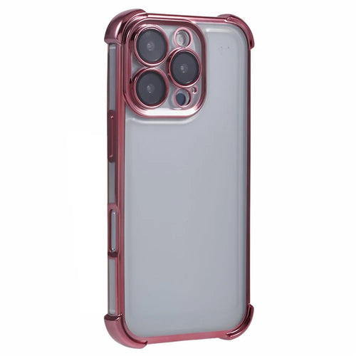 For iPhone 16 Pro Case Reinforced Corners TPU Clear Back Cover - Pink - 1
