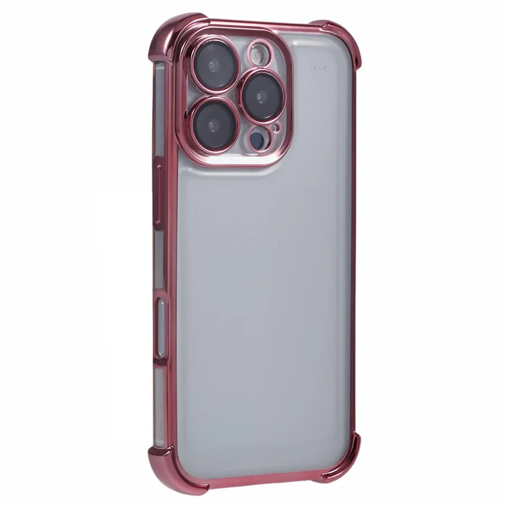 For iPhone 16 Pro Case Reinforced Corners TPU Clear Back Cover - Pink - 1
