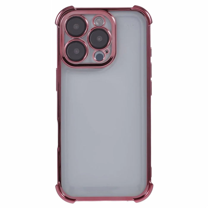 For iPhone 16 Pro Case Reinforced Corners TPU Clear Back Cover - Pink - 3