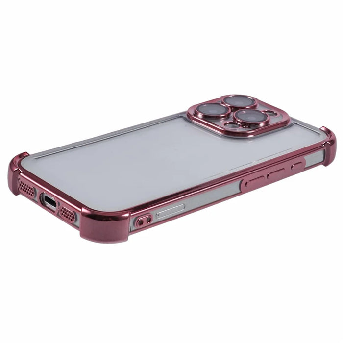 For iPhone 16 Pro Case Reinforced Corners TPU Clear Back Cover - Pink - 4