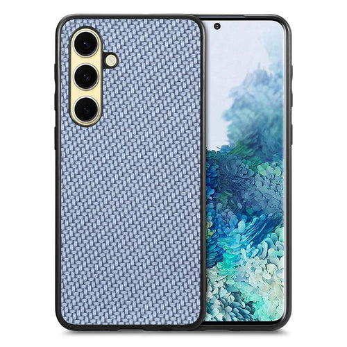 For Samsung Galaxy S25+ Case Carbon Fiber Texture PU+PC+TPU Phone Back Cover - Blue - 1