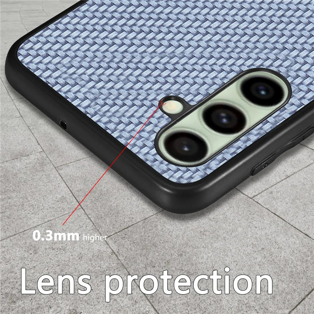 For Samsung Galaxy S25+ Case Carbon Fiber Texture PU+PC+TPU Phone Back Cover - Blue - 5