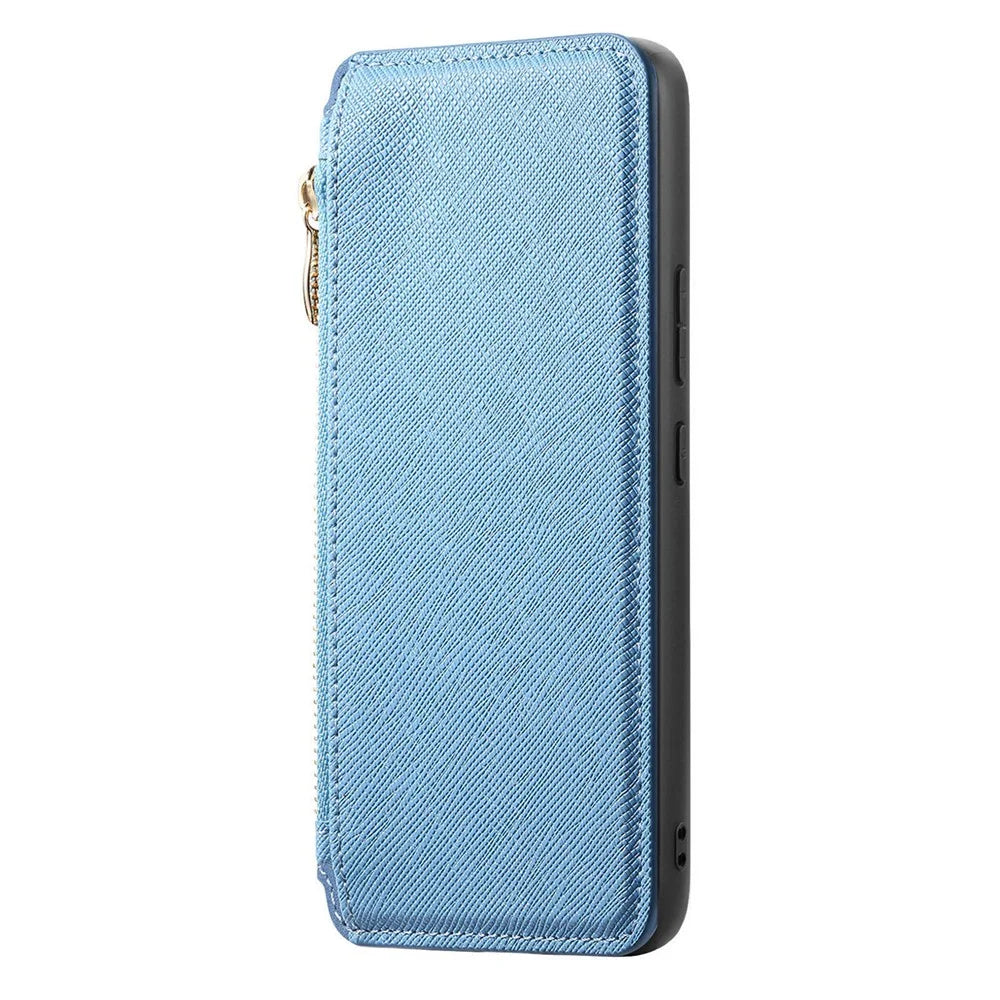 For Samsung Galaxy S25 Leather Case Cross Texture Detachable Magnetic Phone Cover Wallet Stand - Blue - 2