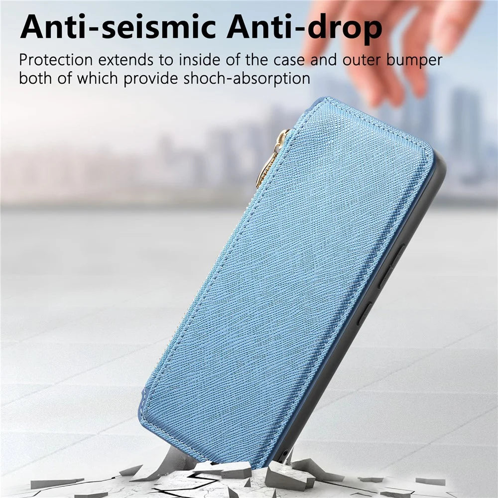 For Samsung Galaxy S25+ Leather Case Cross Texture Detachable Magnetic Phone Cover Wallet Stand - Blue - 6