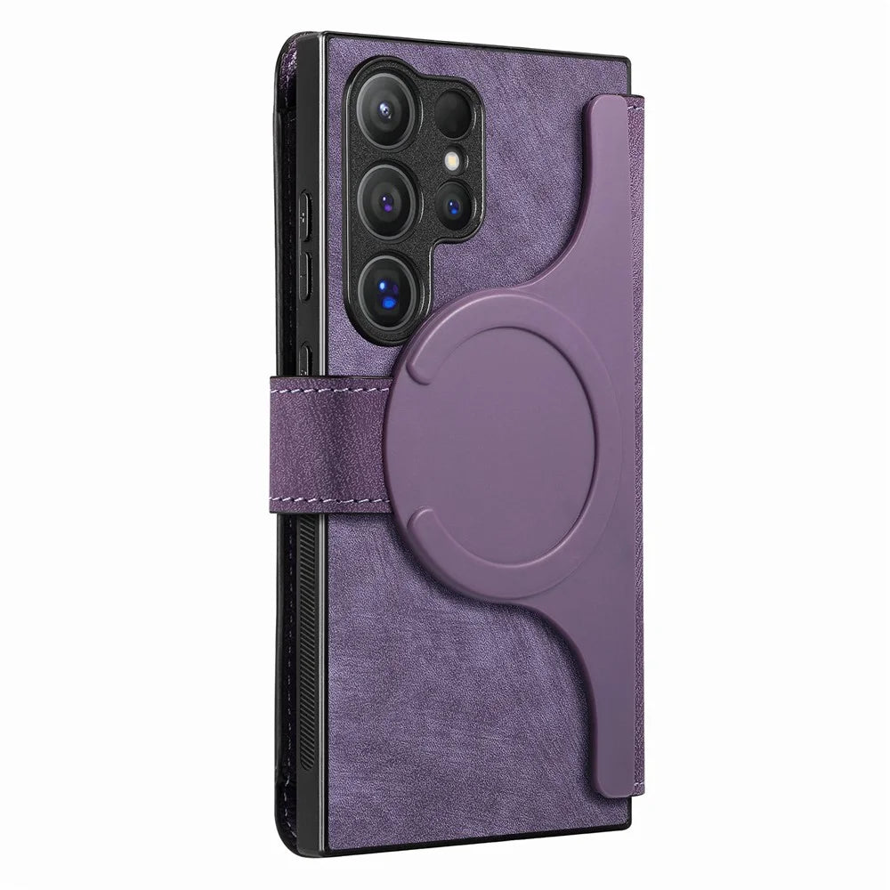 CASENEO For Samsung Galaxy S25 Ultra Magnetic Case  Detachable Leather Phone Wallet Cover - Purple - 3