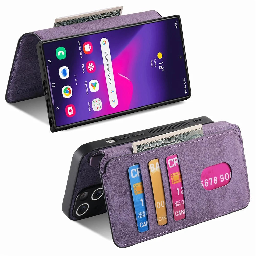 CASENEO For Samsung Galaxy S25 Ultra Magnetic Case  Detachable Leather Phone Wallet Cover - Purple - 5