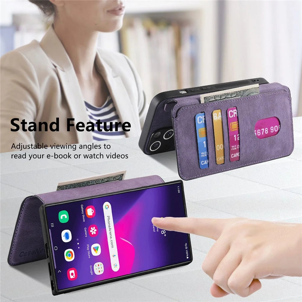 CASENEO For Samsung Galaxy S25 Ultra Magnetic Case  Detachable Leather Phone Wallet Cover - Purple - 6
