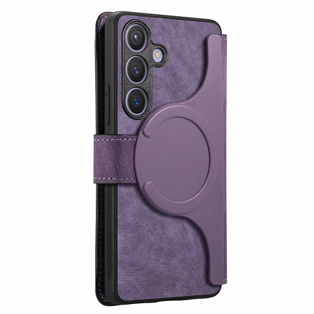CASENEO For Samsung Galaxy S25 Magnetic Case  Detachable Leather Phone Wallet Cover - Purple - 3