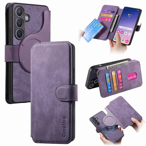 CASENEO For Samsung Galaxy S25+ Magnetic Case  Detachable Leather Phone Wallet Cover - Purple - 1