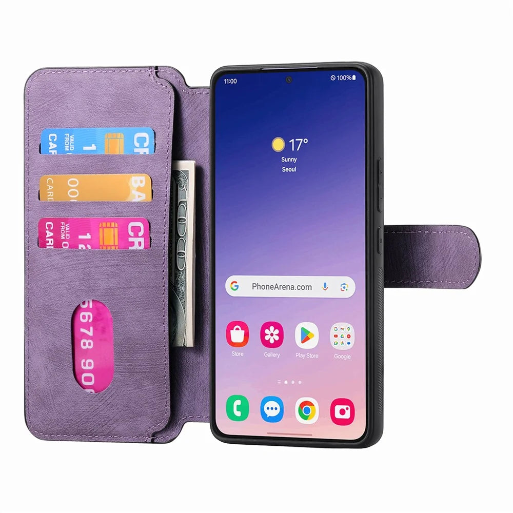 CASENEO For Samsung Galaxy S25+ Magnetic Case  Detachable Leather Phone Wallet Cover - Purple - 4