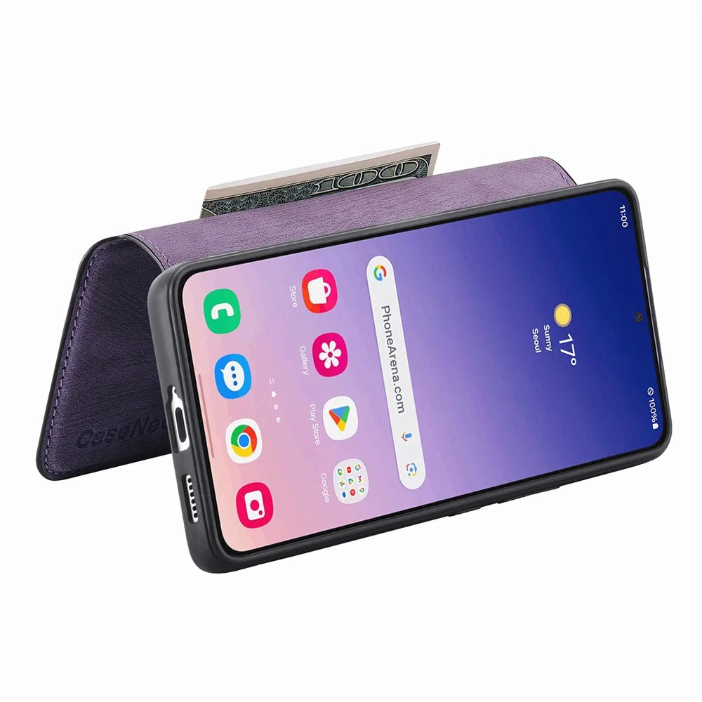 CASENEO For Samsung Galaxy S25+ Magnetic Case  Detachable Leather Phone Wallet Cover - Purple - 5
