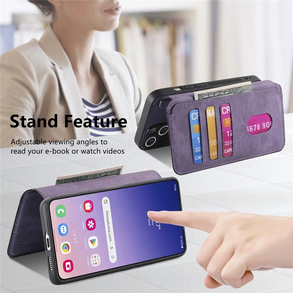 CASENEO For Samsung Galaxy S25+ Magnetic Case  Detachable Leather Phone Wallet Cover - Purple - 6