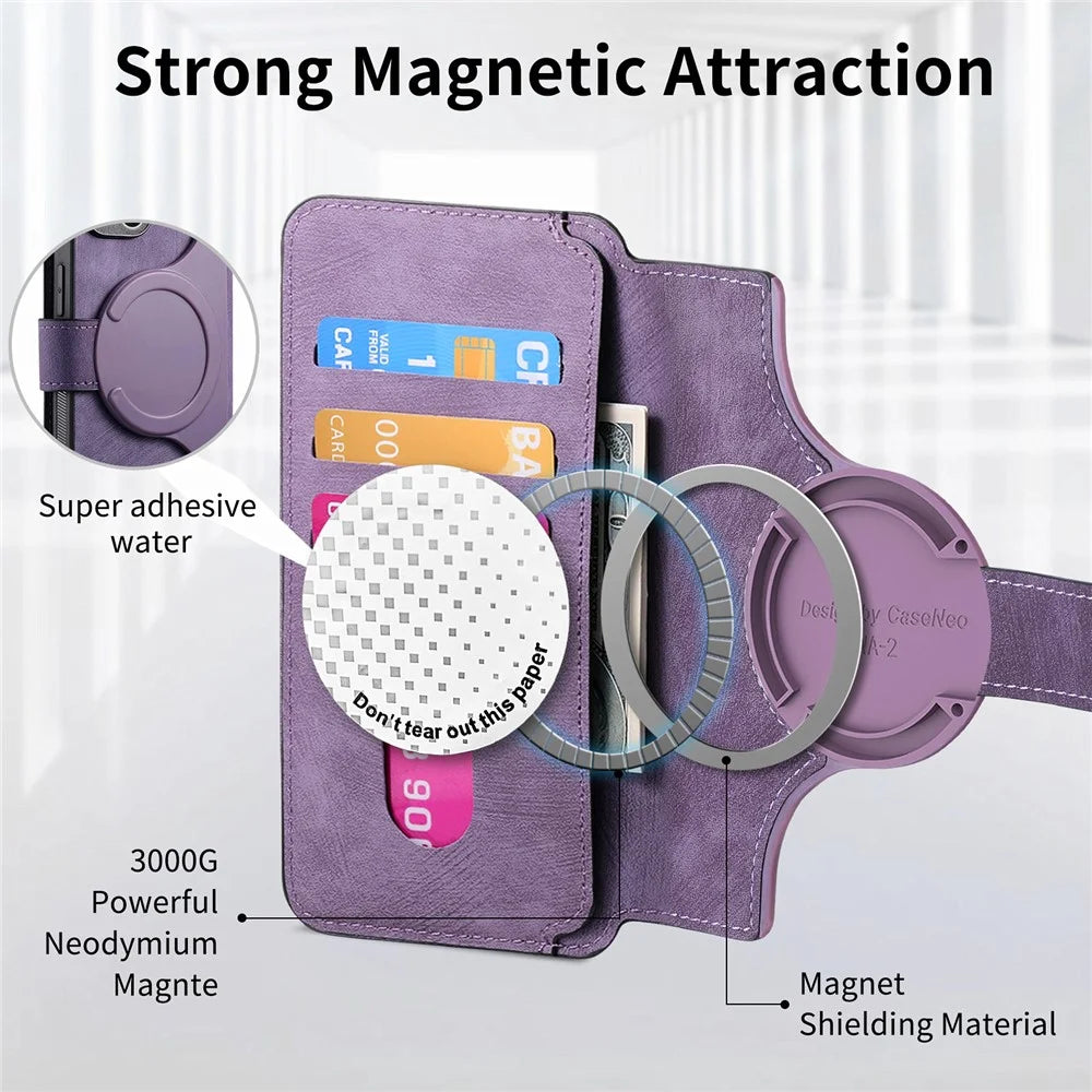 CASENEO For Samsung Galaxy S25+ Magnetic Case  Detachable Leather Phone Wallet Cover - Purple - 7