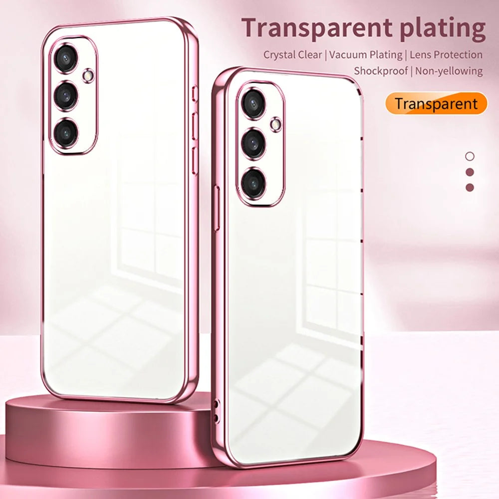 For Samsung Galaxy S25 Case Electroplating Frame Soft TPU Phone Cover - Pink - 3