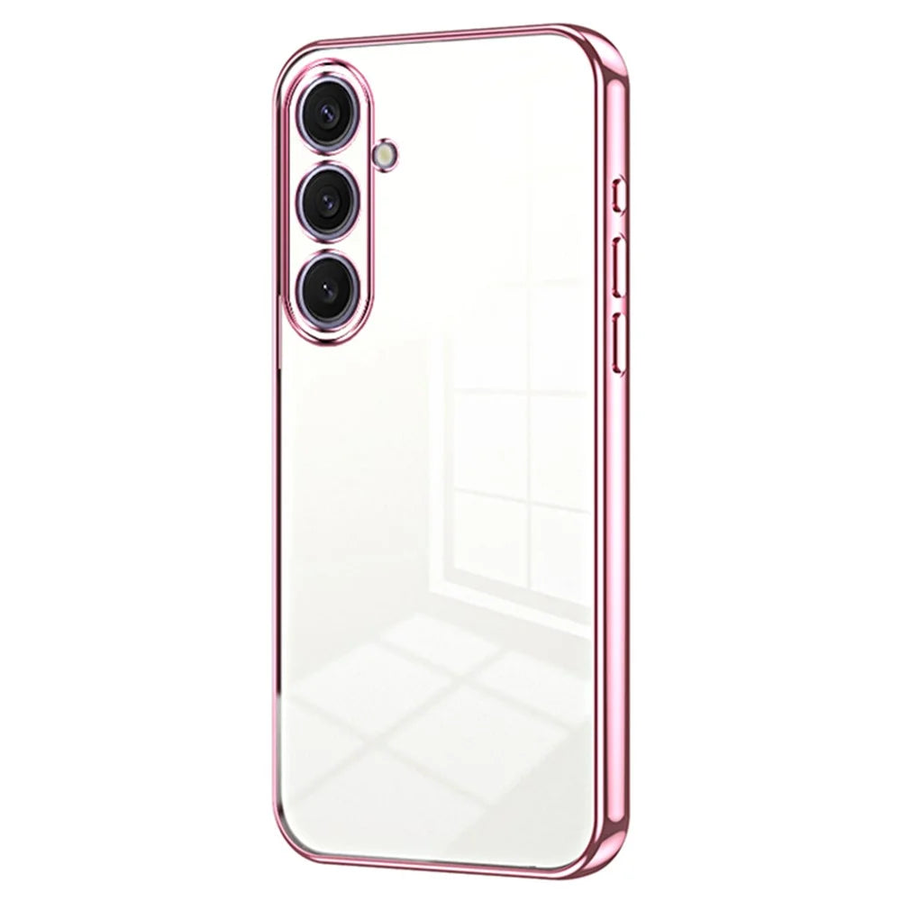 For Samsung Galaxy S25+ Case Electroplating Frame Soft TPU Phone Cover - Pink - 1