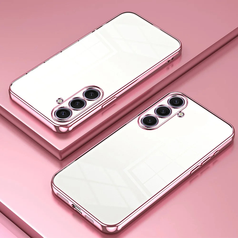 For Samsung Galaxy S25+ Case Electroplating Frame Soft TPU Phone Cover - Pink - 2