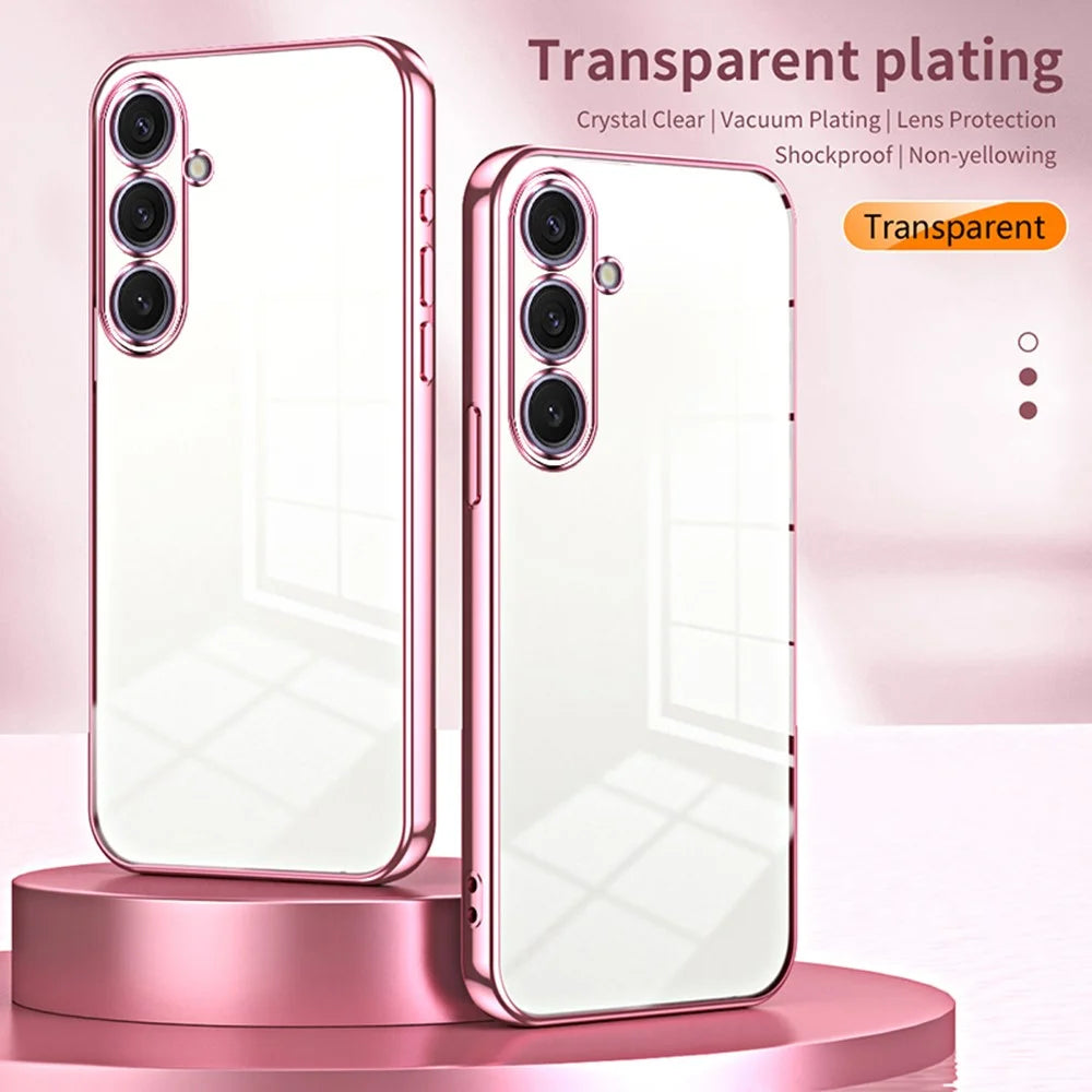 For Samsung Galaxy S25+ Case Electroplating Frame Soft TPU Phone Cover - Pink - 3