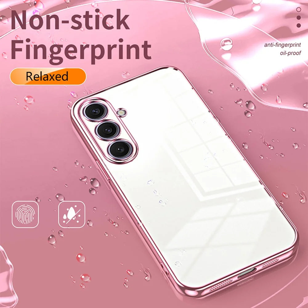 For Samsung Galaxy S25+ Case Electroplating Frame Soft TPU Phone Cover - Pink - 5