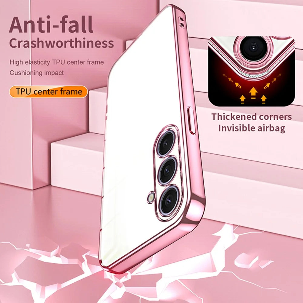 For Samsung Galaxy S25+ Case Electroplating Frame Soft TPU Phone Cover - Pink - 7