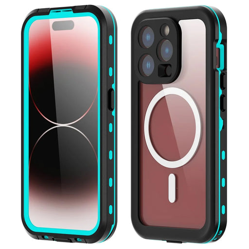 REDPEPPER Dot+ Series For iPhone 15 Pro Phone Case Compatible with MagSafe IP68 Waterproof Clear Phone Cover - Blue - 1