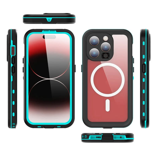 REDPEPPER Dot+ Series For iPhone 15 Pro Phone Case Compatible with MagSafe IP68 Waterproof Clear Phone Cover - Blue - 2