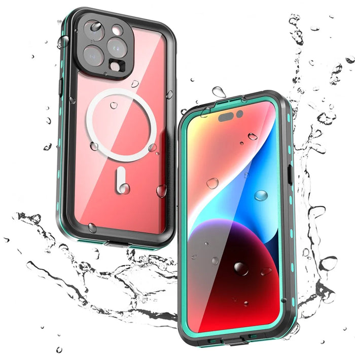 REDPEPPER Dot+ Series For iPhone 15 Pro Max Phone Case Compatible with MagSafe IP68 Waterproof Clear Phone Cover - Blue - 1