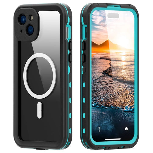 REDPEPPER Dot+ Series For iPhone 15 Plus Phone Case Compatible with MagSafe IP68 Waterproof Clear Phone Cover - Blue - 1