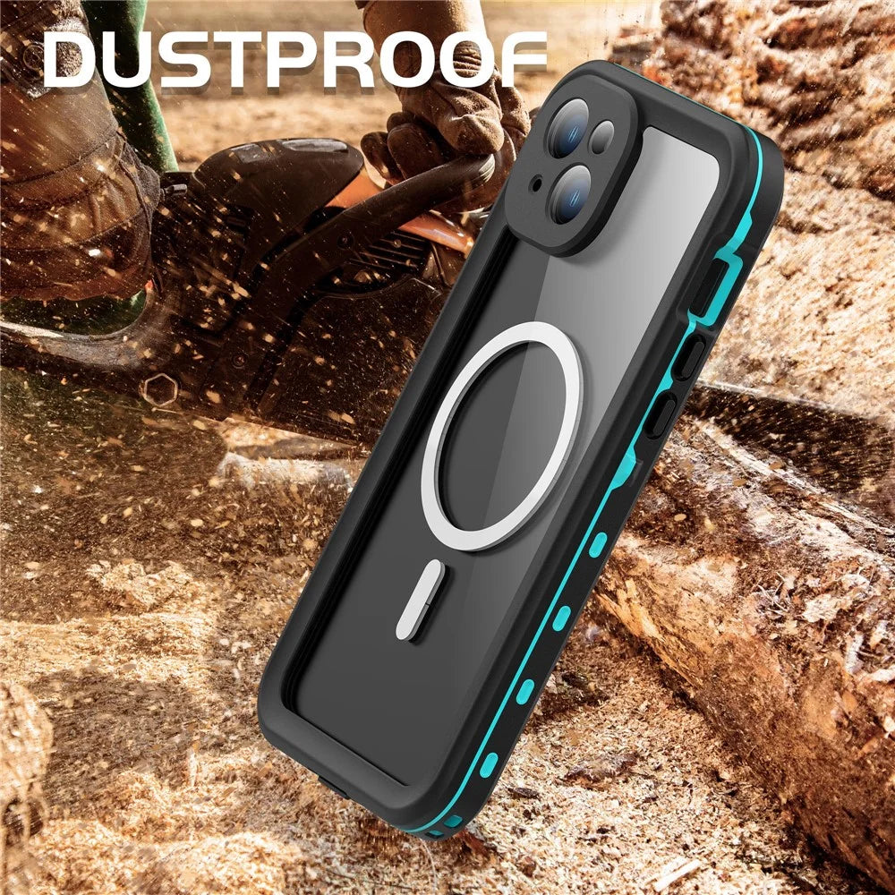 REDPEPPER Dot+ Series For iPhone 15 Plus Phone Case Compatible with MagSafe IP68 Waterproof Clear Phone Cover - Blue - 7