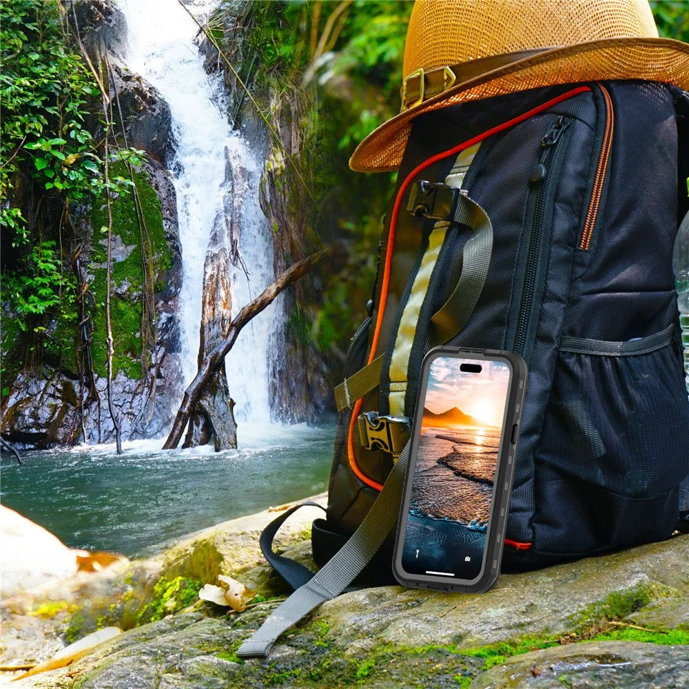 REDPEPPER Dot+ Series For iPhone 15 Phone Case Compatible with MagSafe IP68 Waterproof Clear Phone Cover - Black - 6