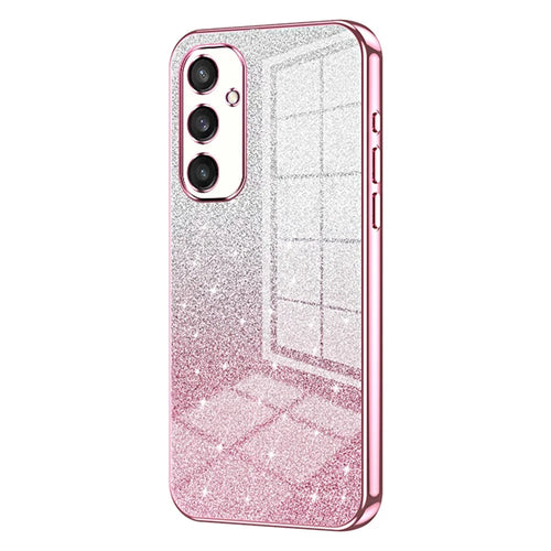 For Samsung Galaxy S25 Case Electroplating Gradient Glitter TPU Phone Cover - Pink - 1