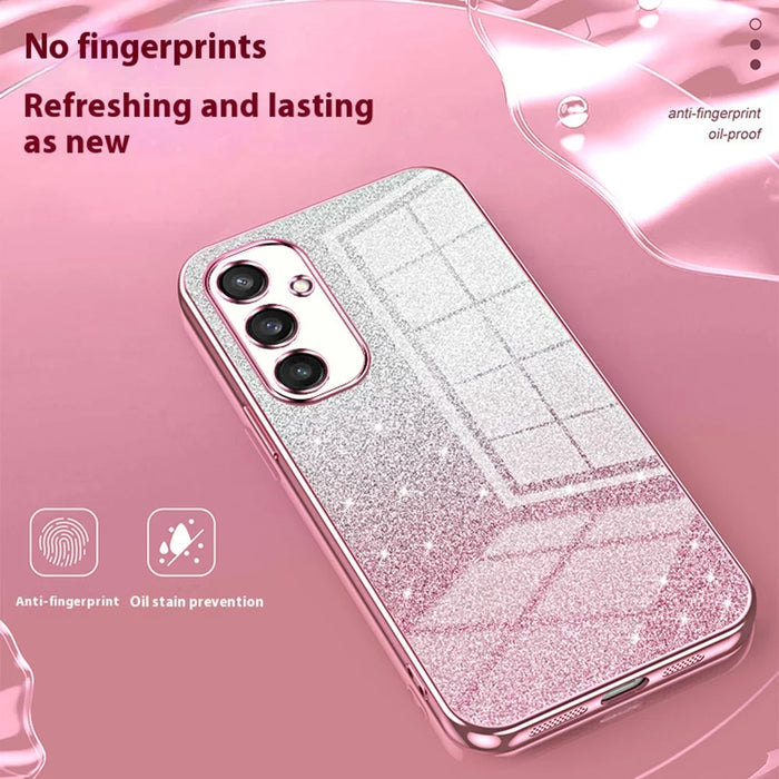 For Samsung Galaxy S25 Case Electroplating Gradient Glitter TPU Phone Cover - Pink - 5