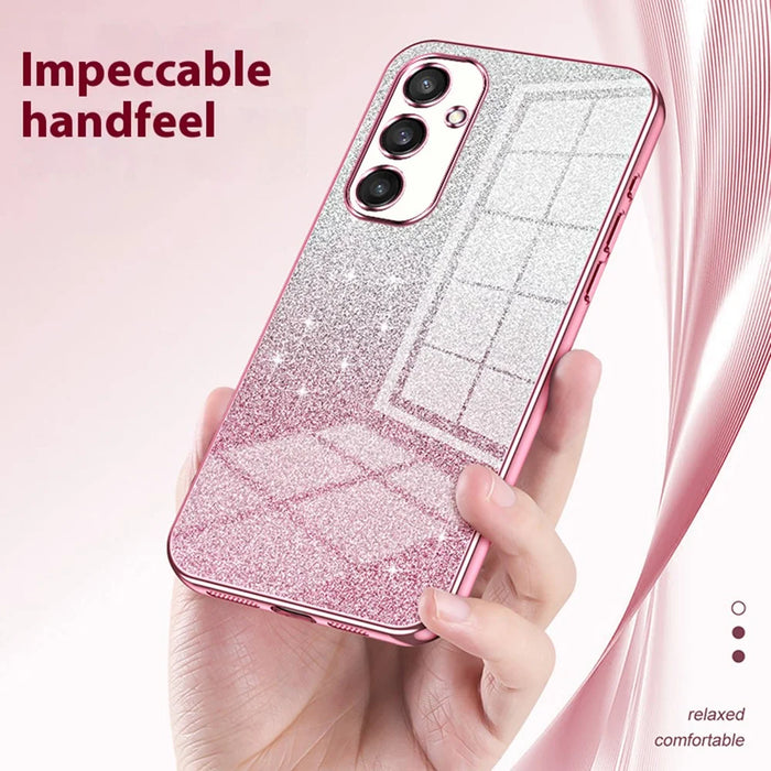 For Samsung Galaxy S25 Case Electroplating Gradient Glitter TPU Phone Cover - Pink - 6