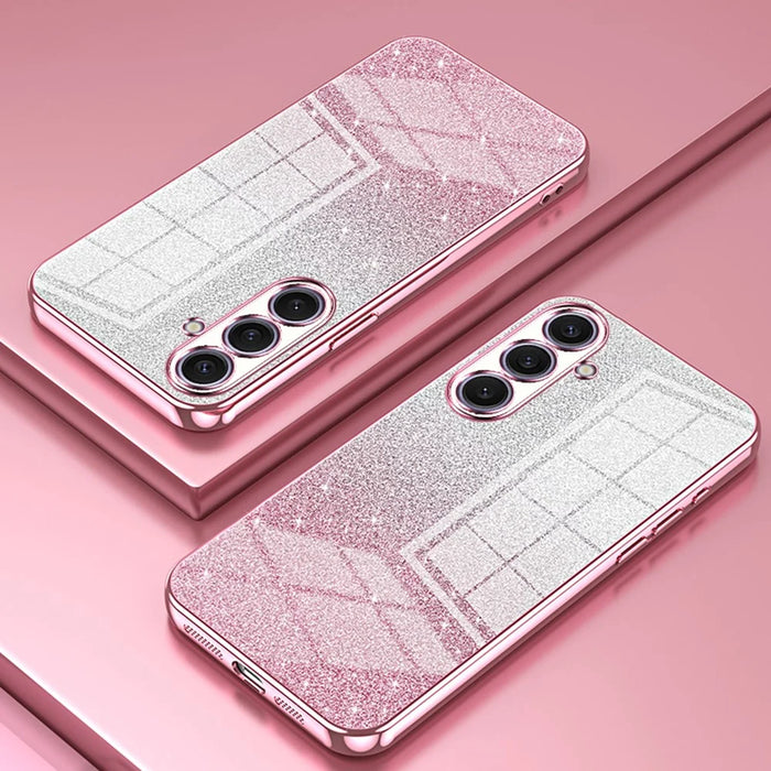 For Samsung Galaxy S25+ Case Electroplating Gradient Glitter TPU Phone Cover - Pink - 2