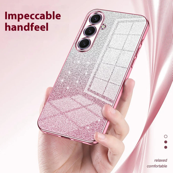 For Samsung Galaxy S25+ Case Electroplating Gradient Glitter TPU Phone Cover - Pink - 6