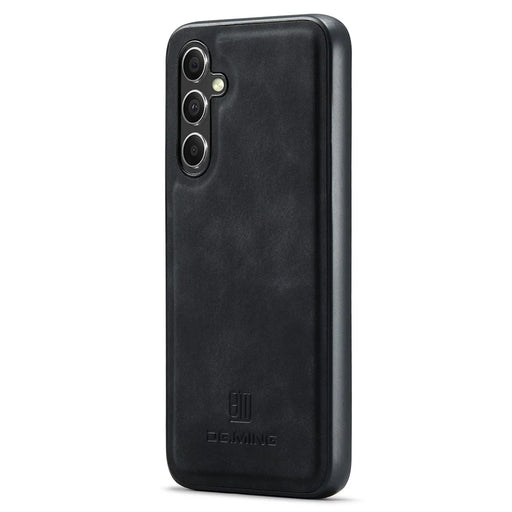 DG.MING For Samsung Galaxy S25 Case PU Leather Covered PC+TPU Hybrid Phone Shell - Black - 1