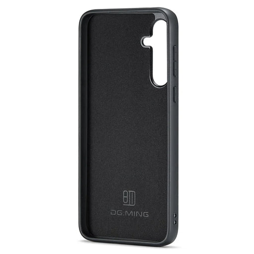 DG.MING For Samsung Galaxy S25 Case PU Leather Covered PC+TPU Hybrid Phone Shell - Black - 2