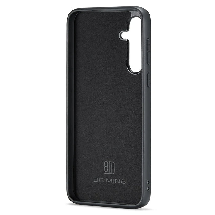DG.MING For Samsung Galaxy S25 Case PU Leather Covered PC+TPU Hybrid Phone Shell - Black - 2