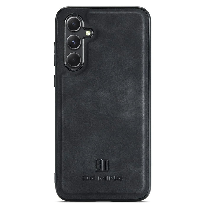 DG.MING For Samsung Galaxy S25 Case PU Leather Covered PC+TPU Hybrid Phone Shell - Black - 3