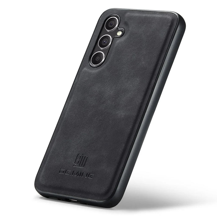 DG.MING For Samsung Galaxy S25 Case PU Leather Covered PC+TPU Hybrid Phone Shell - Black - 4