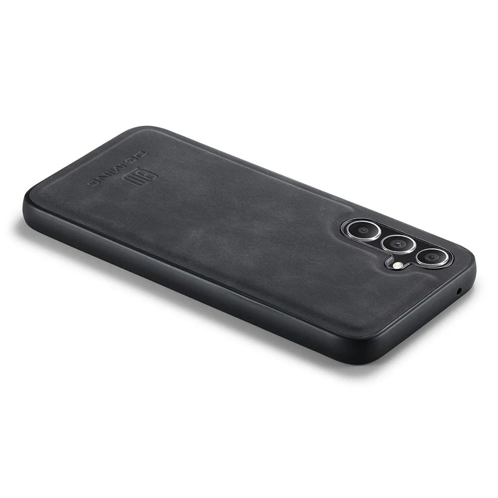 DG.MING For Samsung Galaxy S25 Case PU Leather Covered PC+TPU Hybrid Phone Shell - Black - 5