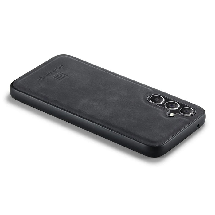 DG.MING For Samsung Galaxy S25 Case PU Leather Covered PC+TPU Hybrid Phone Shell - Black - 5