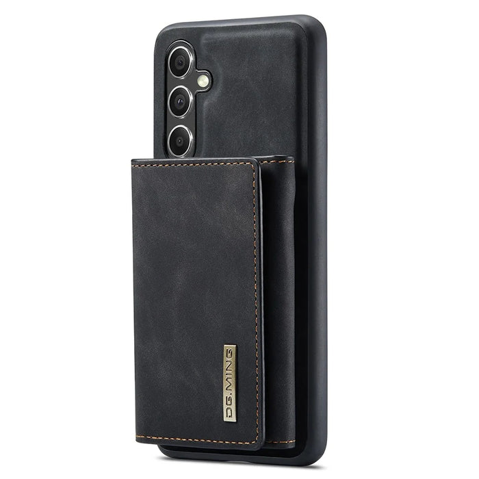 DG.MING M1 Series for Samsung Galaxy S25+ Case Kickstand PU Phone Cover with Detachable Wallet - Black - 2