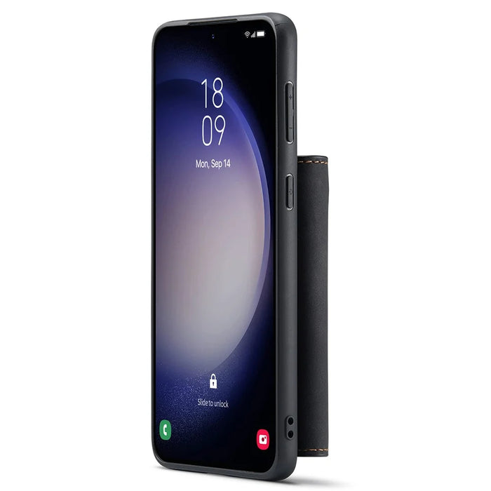 DG.MING M1 Series for Samsung Galaxy S25+ Case Kickstand PU Phone Cover with Detachable Wallet - Black - 3