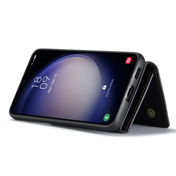DG.MING M1 Series for Samsung Galaxy S25+ Case Kickstand PU Phone Cover with Detachable Wallet - Black - 6