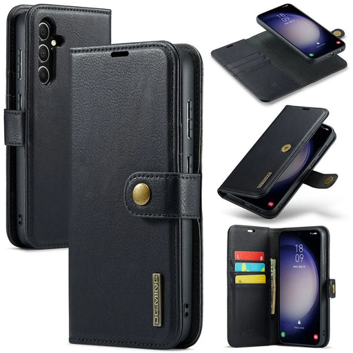 DG.MING for Samsung Galaxy S25 Case Detachable Split Leather Phone Cover - Black - 1