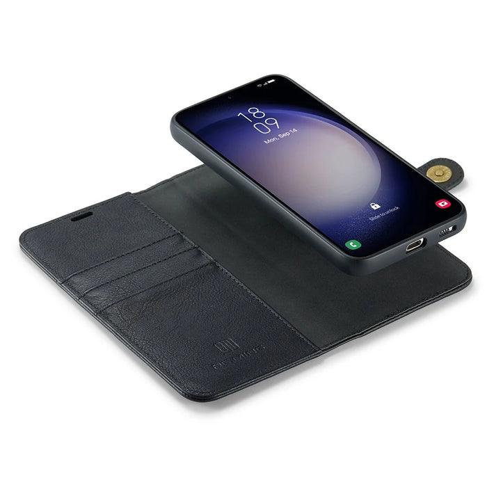 DG.MING for Samsung Galaxy S25 Case Detachable Split Leather Phone Cover - Black - 4