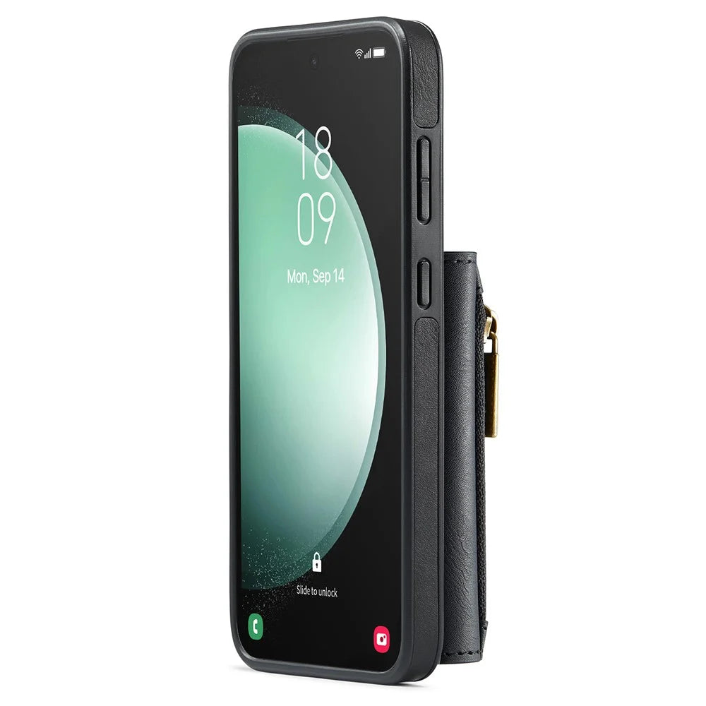 DG.MING M5 Series For Samsung Galaxy S25+ Case Detachable Magnetic Leather Phone Cover with Card Slots - Black - 3
