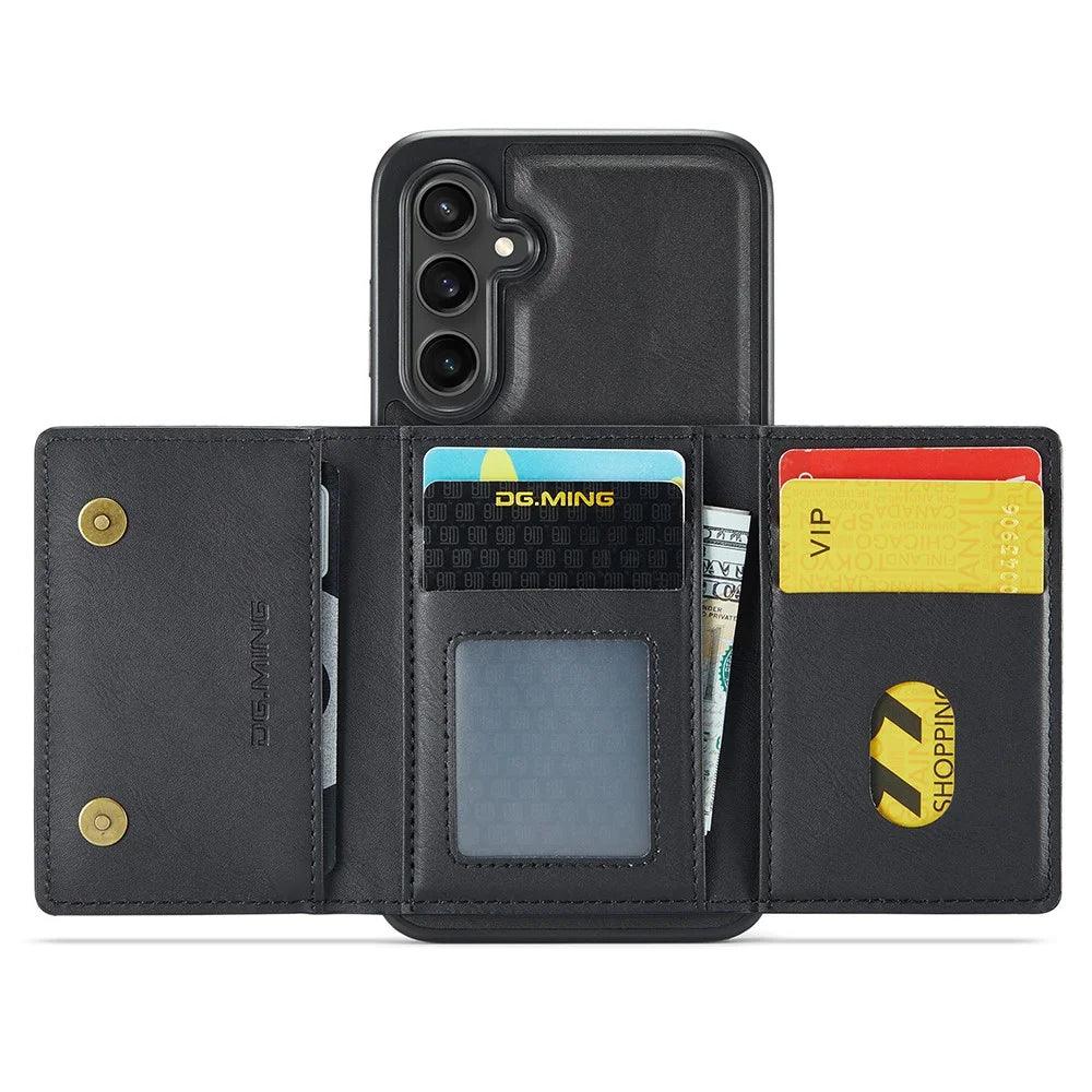DG.MING M5 Series For Samsung Galaxy S25+ Case Detachable Magnetic Leather Phone Cover with Card Slots - Black - 5